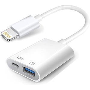 Apple Lightning to USB Camera Adapter with Charging Port, USB 3.0 OTG Cable for iPhone/iPad to Connect Card Reader, USB Flash Drive, U Disk, Keyboard, Mouse, Hubs, MIDI, Plug & Play
