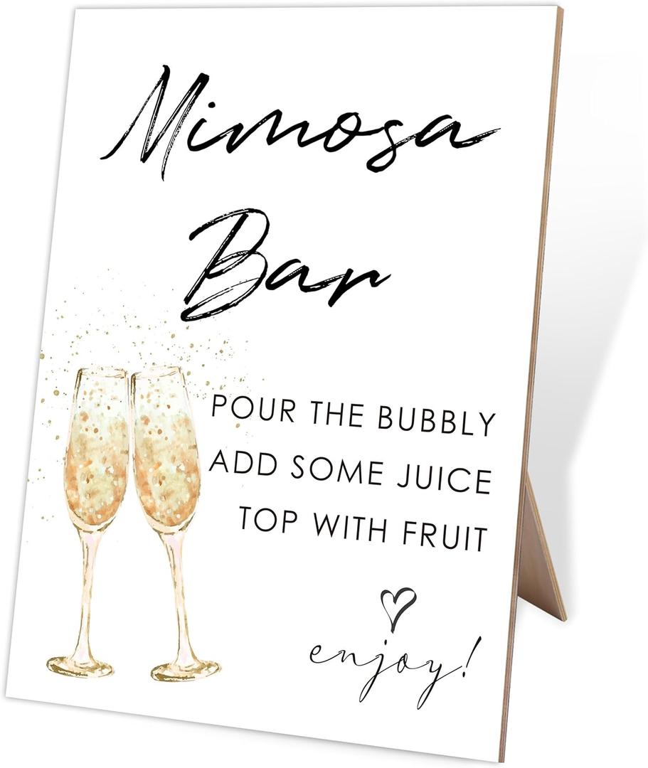 Mimosa Bar Sign,Wooden Sign with Stand,Minimalism Mimosa Bar Decorations,Wedding Fiesta Bar Decor,Bridal Shower Supplies,Bar Supplies,Party Decor,Bridal Shower Sign,Wedding Decor,Party Supplies,1