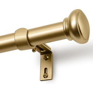 Gold Curtain Rods for Windows 66 to 120 Inches, 1 Inch Decorative Curtain Rod Set, Adjustable Length Heavy Duty Metal Window Curtain Rod with Brackets (28"-120")