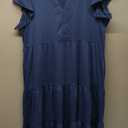kinstell Womens Summer Casual Midi Dresses Ruffle Sleeve V Neck 2025 V Neck Tiered Swing A Line Dresses (Z-blue), XL