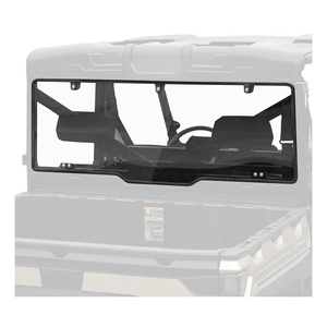 SAUTVS Clear Polycarbonate Rear Windshield Back Window for Polaris Ranger XP 1000/1000/Crew 2017-2025, XP 900/570/Diesel 2013-2025 with All Seal Quick Installation Accessories (Compatible with Roof)