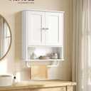 VASAGLE Wall Mounted Cabinet, Bathroom Storage, 2 Doors, Adjustable Shelves, 2Doors with Towel Rod（20"W）