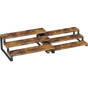 Spice Rack Organizer for Cabinet, 3 Tier Wooden Display Riser Stand, Rustic Cologne Stand for Men, Tiered Perfume Holder, Display Shelf for Candles (Set of 2)