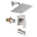 Brushed Nickel Tub Shower Faucet Set Complete with 8-Inch Rainfall Shower Head and Tub Spout Included Shower Valve Tub Shower Trim Kit Brushed Nickel