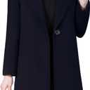 Aprsfn Women's Winter Wool Coats Long Sleeve One Buttoned Pea Coats Notched Lapel Jackets Mid-Length Windproof Overcoat (X-Large, Dark Blue)