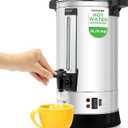 NutriChef Water Boiler and Hot Water Dispenser, 8L Electric Beverage Dispenser with Safety Lock Lid, Non-Drip Tap, Warm Function, Food Grade Stainless Steel, Home & Commercial Use, 19"x9"x9", Silver