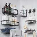 9-Pack Rustproof Stainless Steel Shower Caddy Set, No Drill Adhesive Bathroom Organizer with 40LB Capacity, Space-Saving Shelves for Apartment Essentials, Bathroom/Kitchen Storage & Rent-Friendly