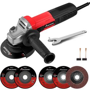 AVID POWER Angle Grinder, 7.5-Amp 4-1/2 inch Electric Grinder Power Tools with Grinding and Cutting Wheels, Flap Disc and Auxiliary Handle for Cutting, Grinding, Polishing and Rust Removal - Red