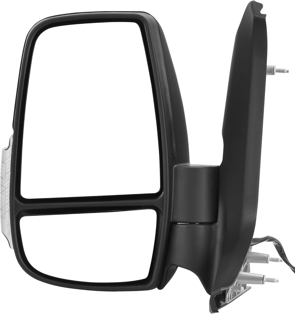 AUTOSAVER88 Left Driver Side Mirror Door Mirror Compatible with 2015 2016 2017 2018 2019 2020 2021 Ford Transit 150 250 350 350 HD, Power Heated Manual Folding LED Turn Signal Clearance Light Black