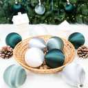 3.15 Inch Satin Christmas Tree Ornaments15 Pcs Velvet Christmas Balls Bulk Set Plastic Shatterproof Xmas Hanging Ornaments Decorations for Tree Garland(Green Silver White)