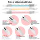 2 x 11PCS Nail Art Brush Set with Nail Dust Brush, Double-Ended Silicone Nail Art Tools for Acrylic Nails, Carving, Painting, Line Drawing, DIY Salon Manicure