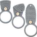 Tatuo 3 Pieces Crochet Towel Holder Hanging Kitchen Dish Towel Holder Ring Oven Handle Kitchen Bathroom Hanger for Stove(Gray)