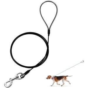 Chew Proof Dog Leash,6FT Metal Cable Lead,Heavy Duty Leash Made of Coated Wire Rope,Chew Resistant,Great for Large Dogs and Teething Puppies (Black, 6FT)