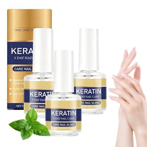 Keratin Nail Care Oil,3 Days Nail Care,Keratin & Amino Acid Nail Strengthening Oil for Dry,Weak & Brittle Nails,Cuticle Oil for Strong,Glossy Nails,Fast Hydrating & Repair Oil,3pcs(16ml/0.54oz Each)
