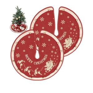 Hungdao 2 Pcs Mini Christmas Tree Skirt 15" Small Red Vintage Christmas Tree Skirt Decorations for Xmas Rustic Holiday Party Decor(Snowflake)