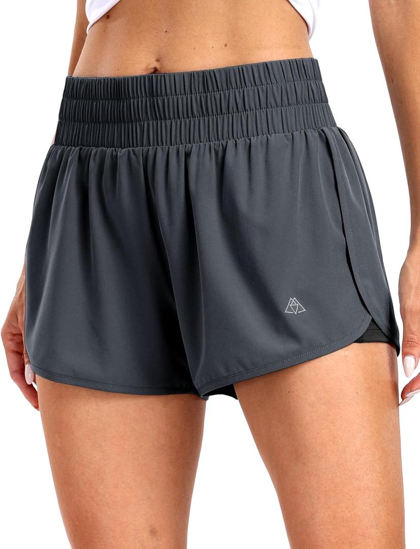 Haimont Athletic Running Shorts Women 3" Quick Dry Workout Gym Shorts Exercise Sporty Active Short Dark Grey, L