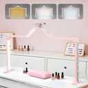 Arch Half Moon Light - Nail Lamp for Desk Foldable Nail Tech Light | Professional 34 inch 420 LED Beads Adjustable Brightness 3 Color Temperature for Manicure Crafting (Pink)