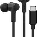 Belkin SoundForm Wired Earbuds with USB-C Connector, in-Ear Earphones w/Microphone - USB-C Headphones for iPhone 16, iPhone 15, iPad mini, Galaxy S25, Google Pixel 9, Android, and More - Black