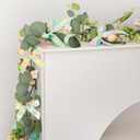 Easter Garland,6 FT Artificial Green Leaf Vine with Bows,Eggs,for Spring Holiday Party Home Decoration, Farmhouse Hanging Rustic Easter Garlands Decor