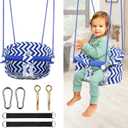 Comfy Toddler Swing Seat, Heavy-Duty Baby Swing with Adjustable Rope & Safety Harness, Drop-Resistant Design Canvas Hanging Tree Swings Easy Installation for Outdoor Indoor Playground Backyard (Blue)