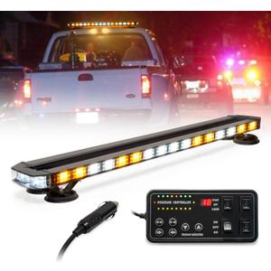 LUMENIX 38 Inch Rooftop Strobe Emergency Lights Bar Magnetic Mount Warning Flashing LED Traffic Lightbar w/Alley& Take Down Light, for Construction Vehicles Work Tow Trucks Snow Plows - White Amber