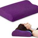 Neck Pillow for Sleeping, Travel Pillow, Camping Pillow, Ergonomic Memory Foam Compressible Medium Firm, Ideal for Home, Bedroom, Office and Camping (Purple, S) (S-15.7x10x4/3 In)