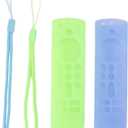 Silicone Remote Protective Cover, 2pcs Anti Slip Shockproof Case with Lanyard for Voice Remote 3rd Gen, Luminous - Durable Material, Precise Cutouts, Easy Installation for Remote (Luminous Blue and