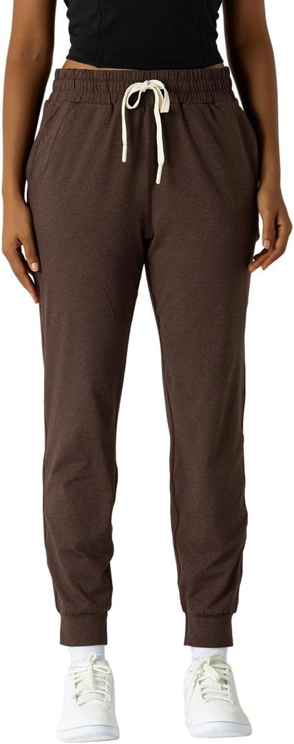 Women's Moisture Wicking Jogger Pants for Fitness, Drawstring Waist, Side Pockets, Soft Breathable for Running, Casual Sports (Brown, XS)