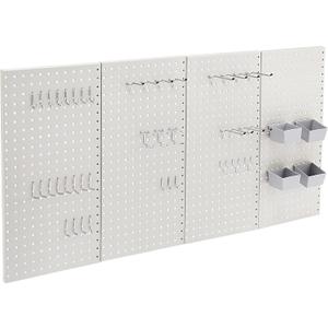 Amazon Basics Rectangular Metal Pegboard Wall Organizer, Tool Storage Organization System, Rust and Scratch Resistant, 48-Piece Kit, Gray