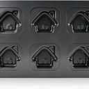 House Shaped Muffin Pan, 6-Cavity Carbon Steel Baking Mould, Nonstick Mini Cake Mold for Homemade Desserts & Gifts