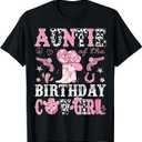 Auntie of The Birthday Cow-Girl Pink Disco Rodeo Western T-Shirt, S