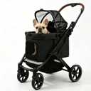 Dog Strollers for Small Dogs and Cat, Pet Stroller for Medium Dogs Cats Up to 45 lbs, One-Hand Fold, Cat Stroller, Black,Clearance