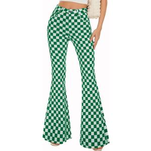 Bell Bottom Jeans for Women High Waisted Stretch Plaid Flare Jeans Denim Bootcut Pants (12)