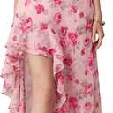 GRACE KARIN Womens Summer One Shoulder Sleeveless Dresses Floral Flowy Ruffle High Low Wedding Guest Maxi Sundresses L