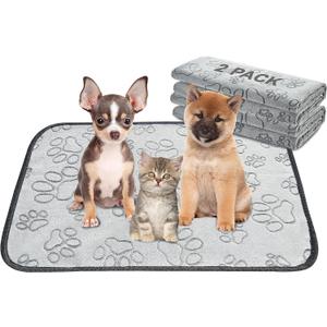 Qeils Reusable Puppy Pads, 2 Pack Washable Pee Pads for Dogs, Waterproof Non Slip Wee Wee pad, Absorbent and Leakproof Training Mats for Potty, Crate, Playpen, Bed, Sofa, 18"x 24"