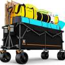 Navatiee 48" L Collapsible Extended Wagon, 440Lbs Heavy Duty Wagons Carts Foldable, 300L Extra Large Beach Wagon with Big All-Terrain Wheels for Sand, Folding Utility Garden Cart for Outdoor, Black