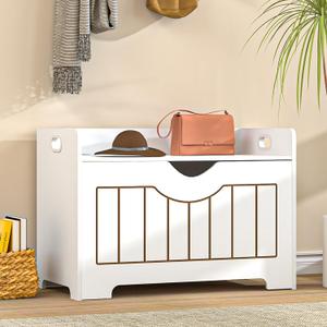 VILAWLENCE Storage Benches,White Wooden Large Toy Organizer Box,Entryway Shoe Bench for Books Clothes, Kid Storage Trunk with Flip-Top,Storage Organizer for Bedroom,Living Room (White)