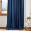 NICETOWN Navy Blue Velvet Blackout Curtains 90 inch Long, Rod Pocket & Back Tab Drapes Soft Privacy Protection Window Treatments for Hall (2 Pieces, 52" Wide)