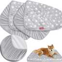 Moonsea Dog Bed Covers Replacement Washable 2 Pack, Waterproof Dog Bed Covers Dog Pillow Cover Quilted, Pet Bed Cover Lovely Grey Star Print, Puppy Bed Cover 27x36 Inches, for Dog/Cat, Cover Only