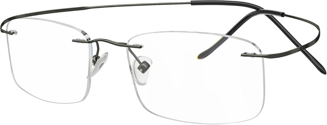 Eyekepper Titanium Rimless Reading Glasses Readers Men Women Gunmetal +1.5