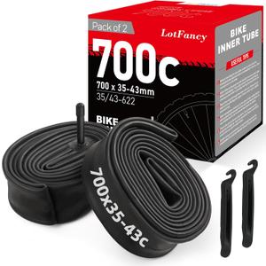 LotFancy 700C Bike Tubes, 2Pcs 700x35/43c Road Bike Tube (35/43-622),700x35C 700x38C 700x40C 700x42C 700x43C Bicycle Tire Tubes, 40-622 28" x 1-5/8 x 1 1/2 Tube