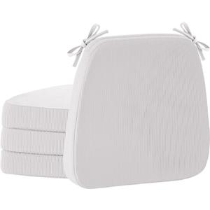 Nobildonna 2'' Thick High-Density Foam Indoor Chair Cushions | Dining Chair Pads with Ties, Removable Washable Cover, Dining Chair Cushions 17"x16",Light Gray 4 Pack