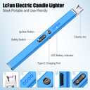 LcFun 2 Pack Blue Candle Lighter Electric USB Rechargeable Plasma Arc Lighter with Safety Lock, Windproof Flameless Long Lighters for Candle, Grill, BBQ, Camping, Gas Stoves