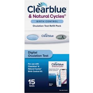 Clearblue & Natural Cycles Birth Control Ovulation Test Refill Pack, 15 Digital Ovulation Tests
