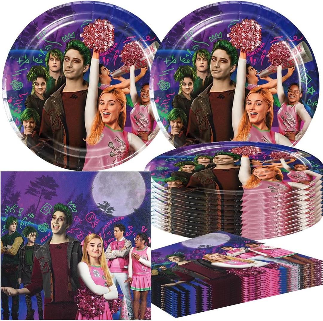 40Pack Zombie High Birthday Decorations, 20 Plates, 20 Napkins and for Zombie High Birthday Party Supplies