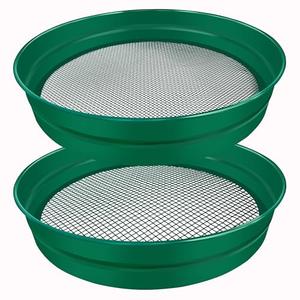 2PCS Large Soil Sifter for Gardening 14.7 inch Dirt Sifter with Garden Mat, Heavy Duty Metal Material Compost Sifter Rock Sifter for Rocks Soil Compost Filtering
