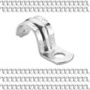OHLECTRIC Heavy Duty Pipe Strap (100 Pack -  Inch) Zinc-Plated Steel EMT Conduit Clamps - 1 Hole Reinforced Rib Design - Snap-On Installation - Metal Pipe Strap for EMT Conduits