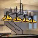 TOCHIC 64" Pool Table Light, 4 Lights Tiffany Billiard & Pool Table Lights, Farmhouse Chandelier for Dining Room Rustic Hanging Ceiling Light Fixture for 7 to 9 ft Tables Game Room Basement Bar
