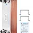 BestEquip Heat Exchanger 3"x7.5" 40 Plates Brazed Plate Heat Exchanger 316L 3/4" MPT Heat Exchanger B3-12A Beer Wort Chiller for Hydronic Heating