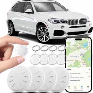 4 Pack GPS Tracker Works with Apple Find My (iOS Only), Key Finder Luggage Tracker with Key Chain and Waterproof Case, Not for Android, Track Wallet Backpack Suitcase Dogs Cats Pets Collar Car